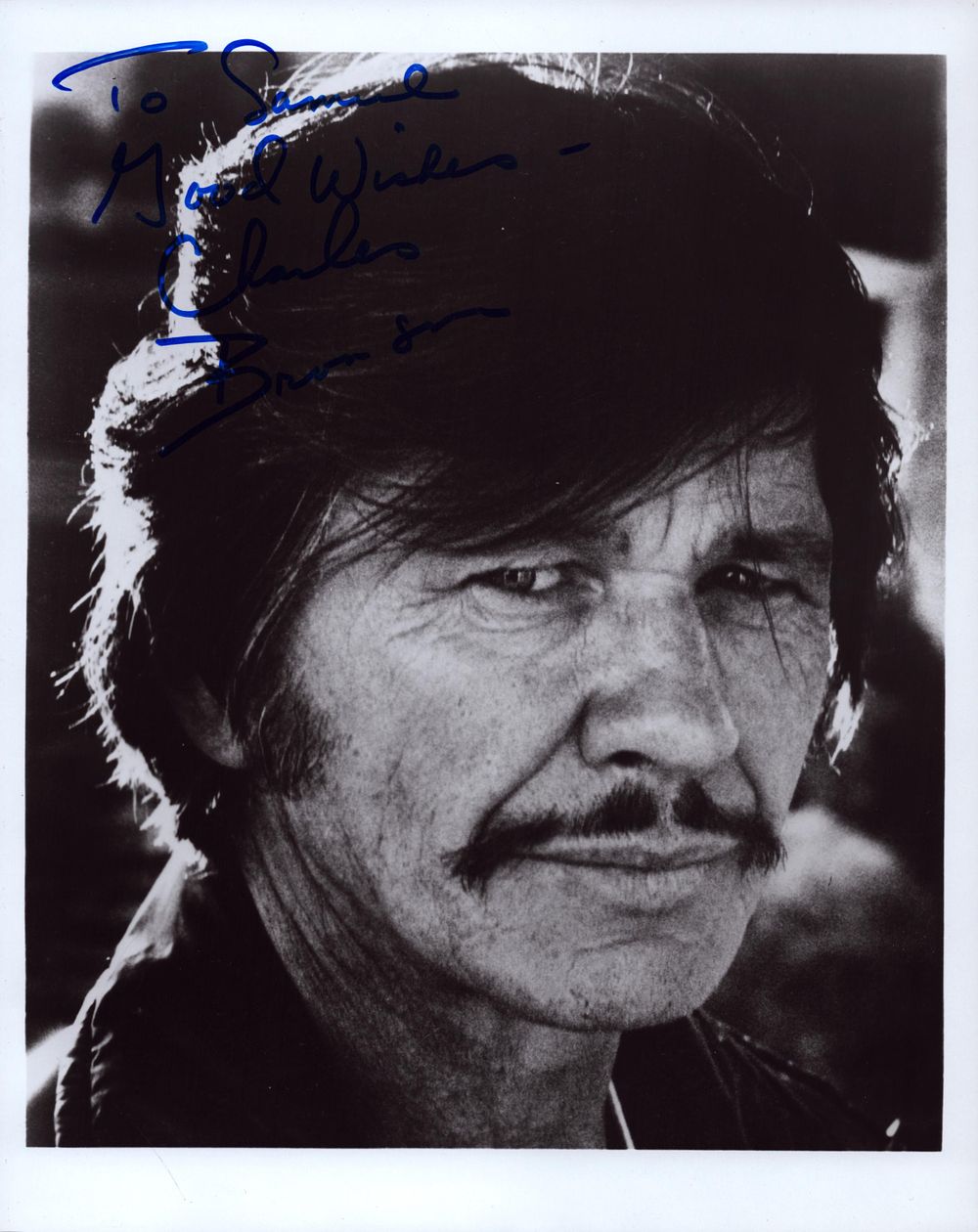 Lot 332: Charles Bronson Signed 10X8 Black and white photo...