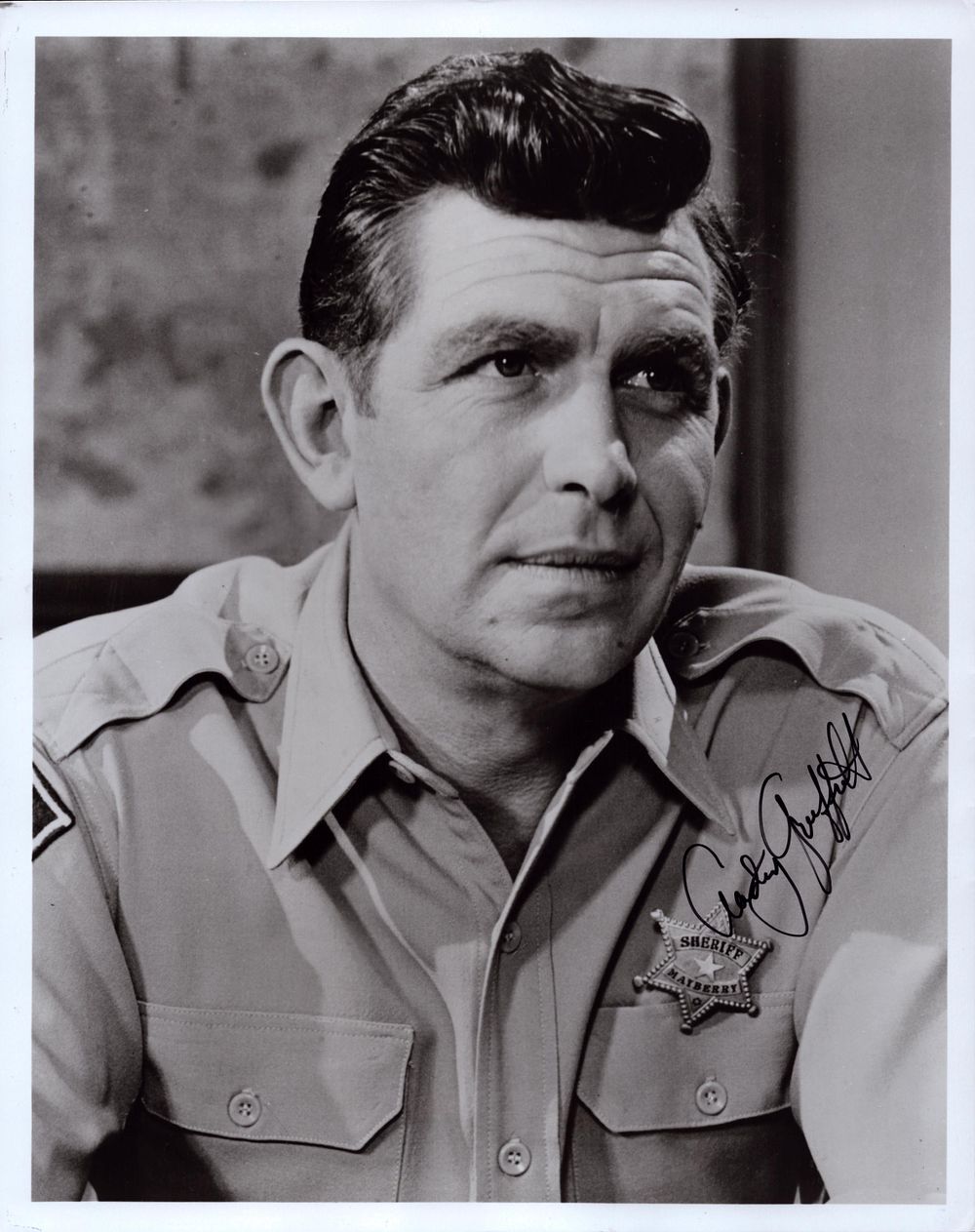 Lot 335: Andy Griffith signed 10X8 inch black and white...