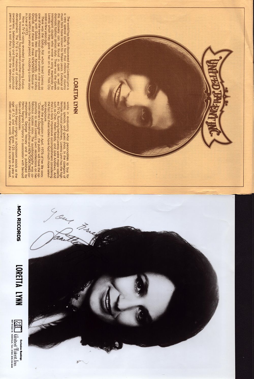 Lot 339: Loretta Lynn Signed 10x8 inch black and white...