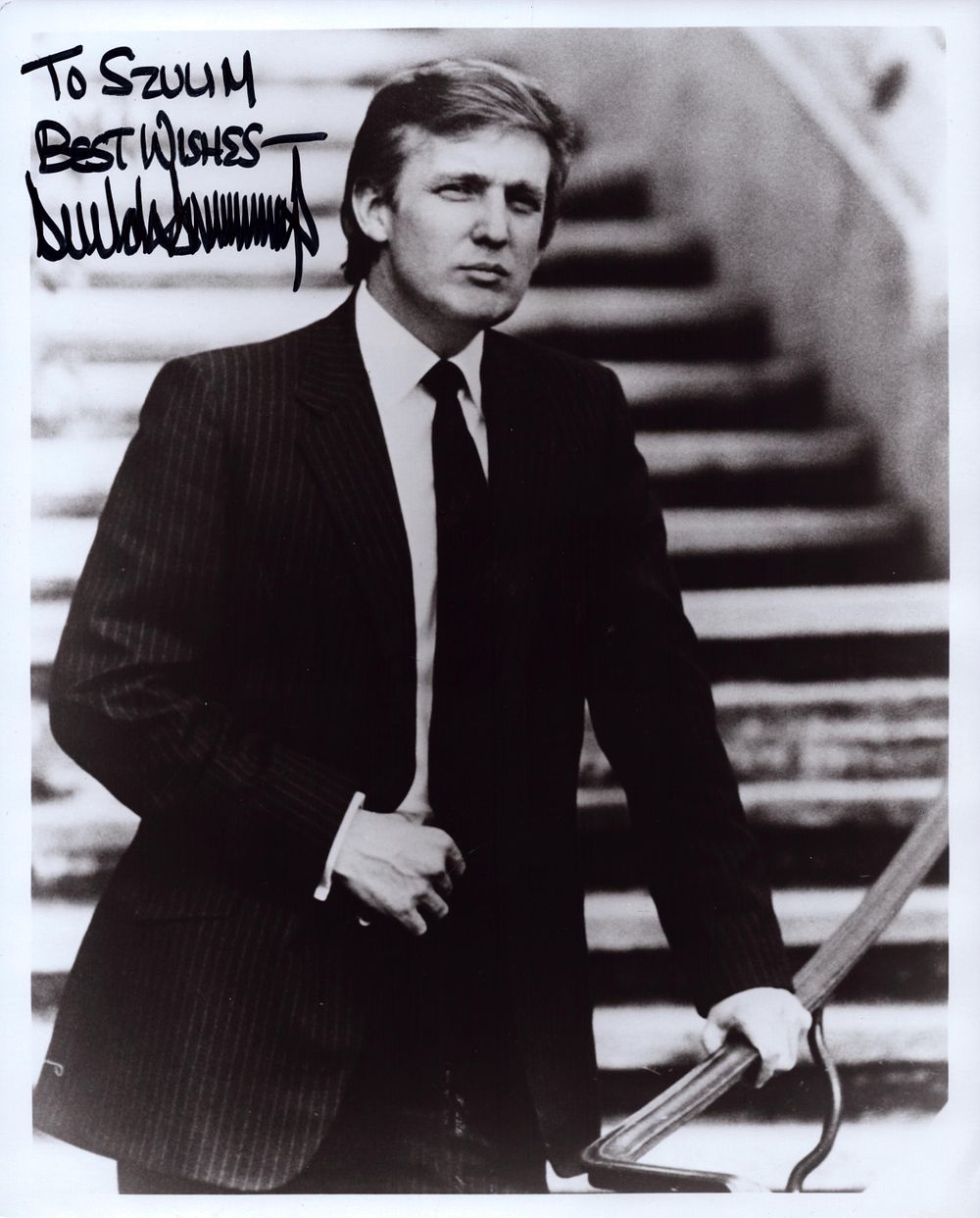 Lot 357: Donald Trump signed 10X8 inch black and white...