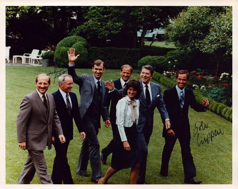 Lot 358: Bob Crippen and John Fabian signed 10x8 inch...