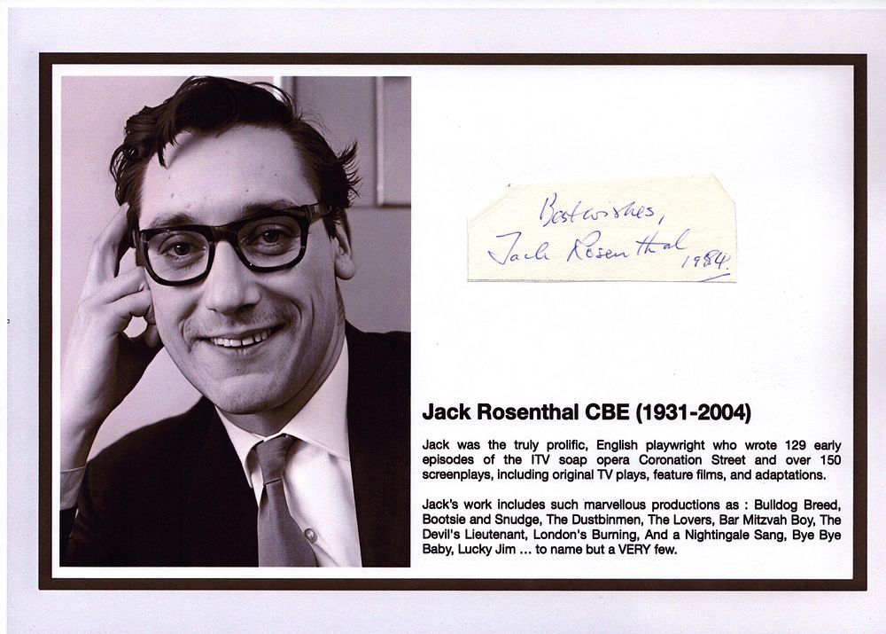 Lot 414: jack Rosenthal Irregular cut signature piece attached to...