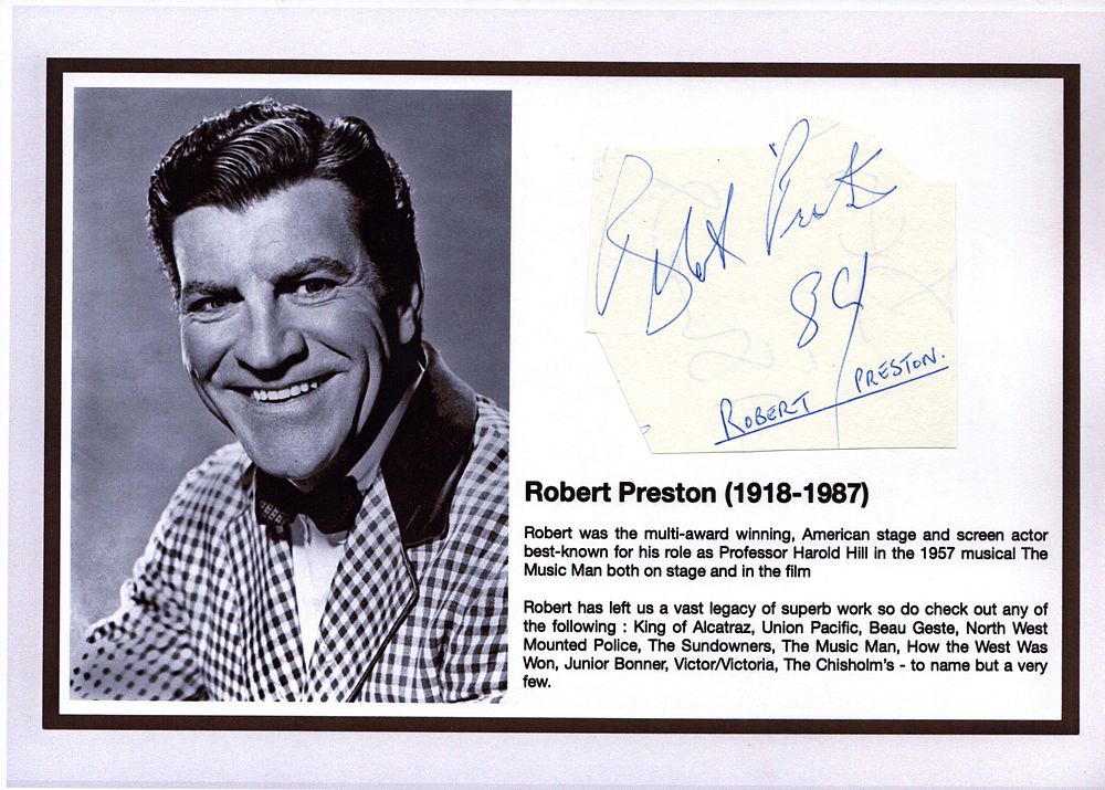 Lot 425: Robert Preston Irregular cut signature piece attached to...