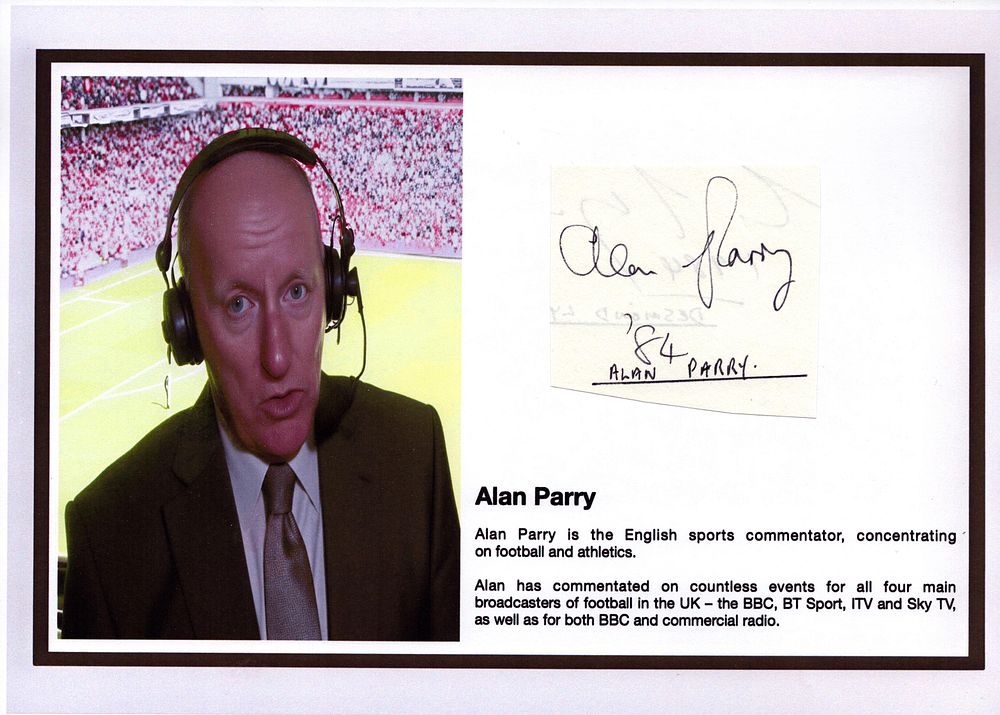 Lot 427: Alan Parry Irregular cut signature piece attached to...