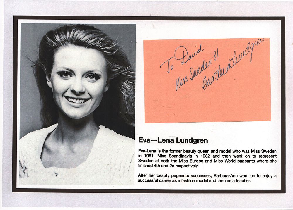 Lot 438: Eva Lena Lundgren Signed Album page attached to...