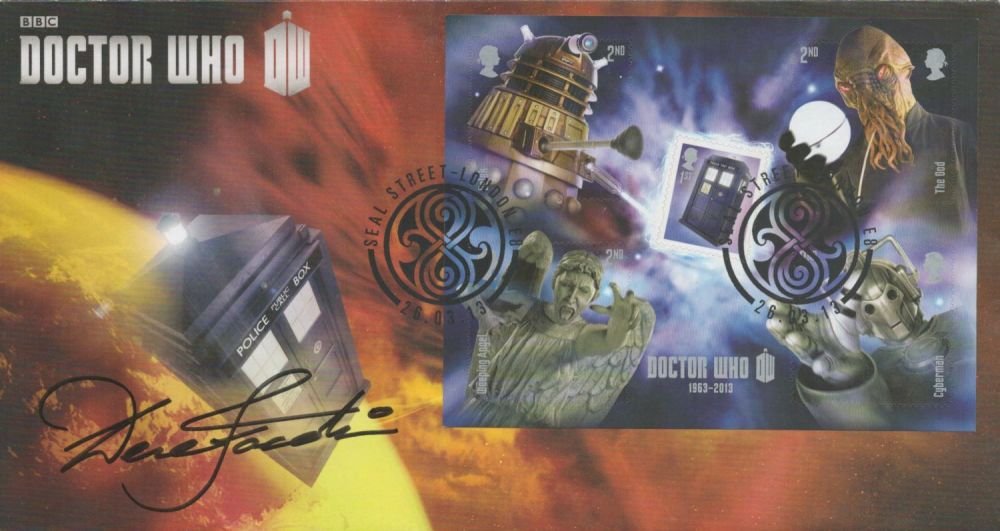 Lot 572: Derek Jacobi signed Doctor Who FDC. Good condition....