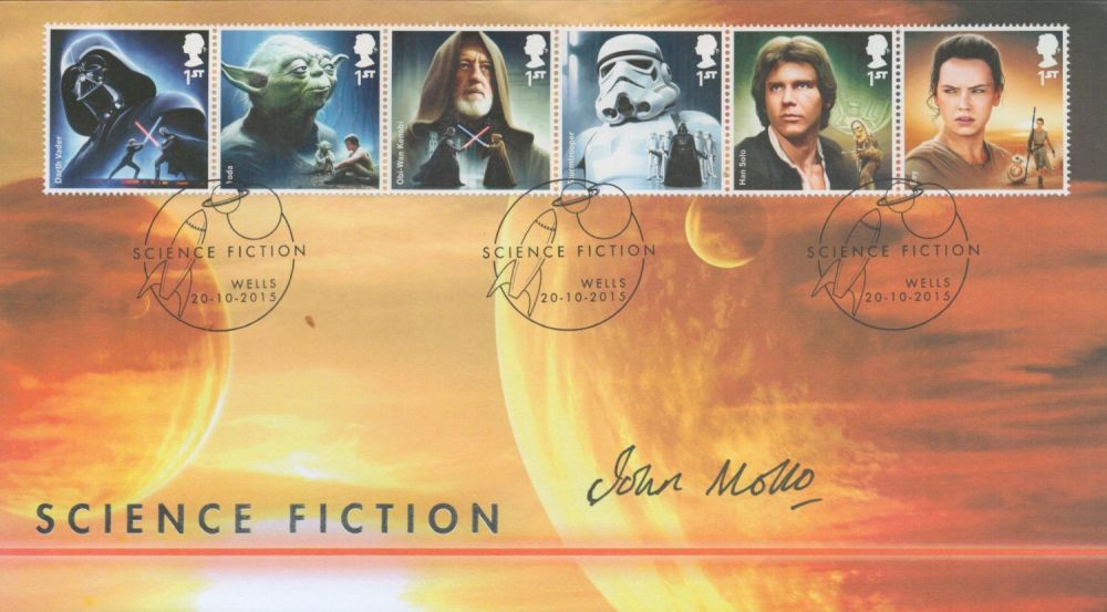 Lot 579: John Molloy signed Science Fiction FDC. Good condition....