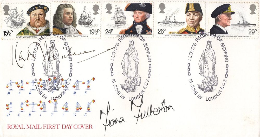 Lot 534: Actors Fiona Fullerton and Keith Michel signed Maritime...