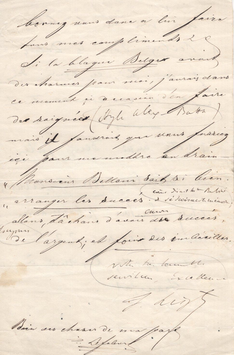 Lot 541: Franz Liszt (1811-1886) handwritten double sided letter. Franz...