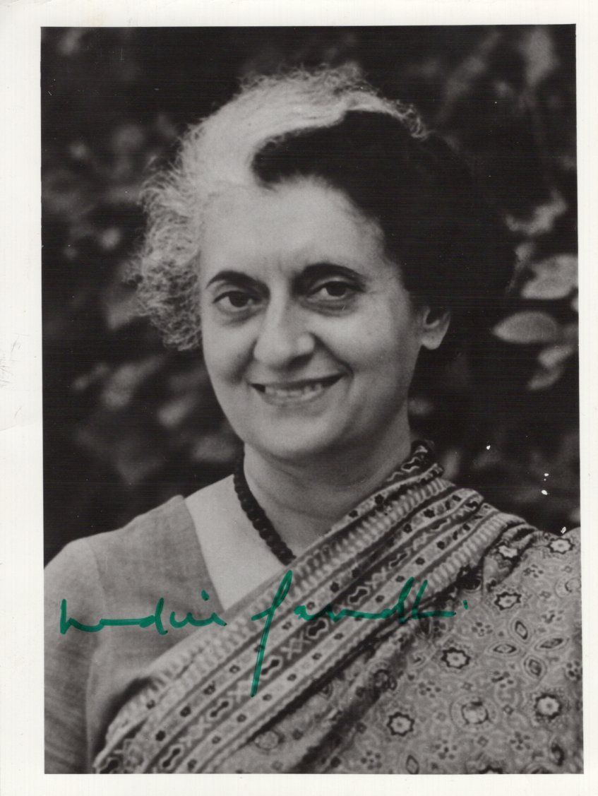 Lot 567: Indira Ghandi (1917-1984) signed 5.5x4 inch B&W photo,...