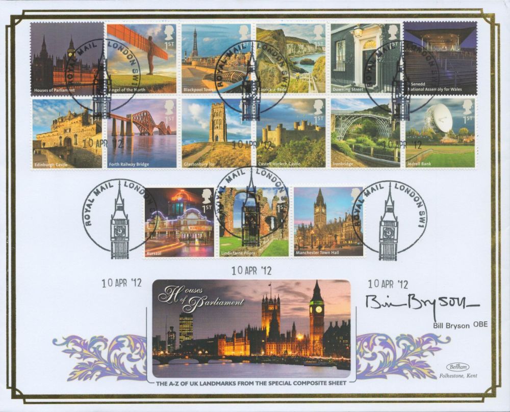 Lot 592: Bill Bryson OBE signed oversized FDC. 10/4/12 Royal...