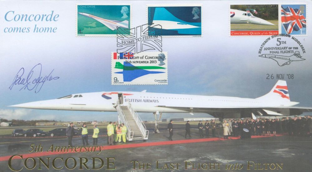Lot 608: Capt Paul Douglas Signed 5th anniversary Concorde, Last...
