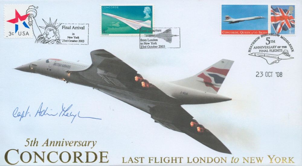 Lot 609: Capt Adrian Thompson Signed 5th Anniversary Concorde, Last...