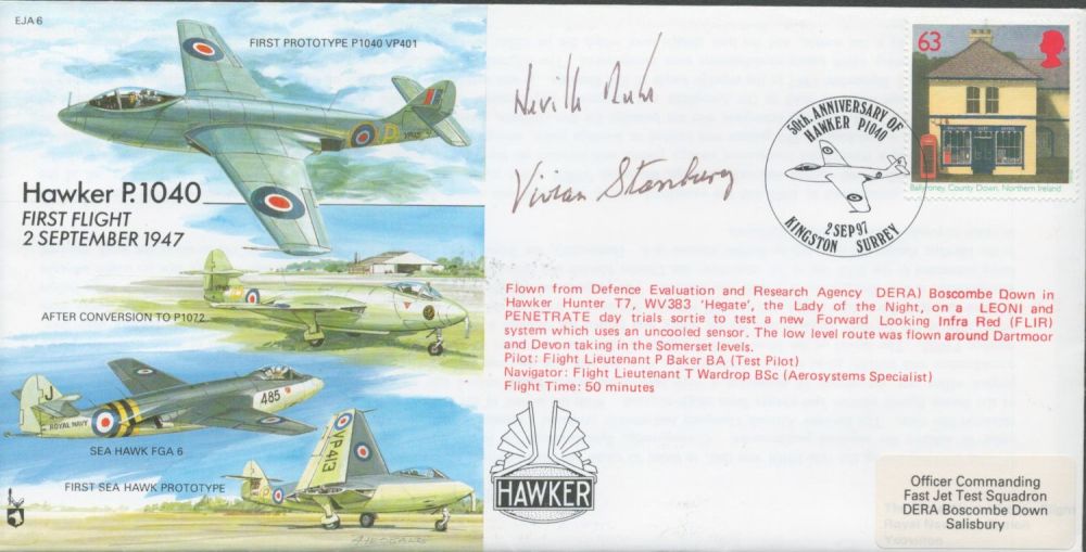 Lot 668: Neville Duke and Vivian Stanburg Signed Hawker P....