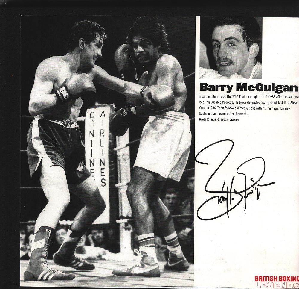 Lot 156: Barry Mcguigan signed British Boxing Legends 12X12 Inch...