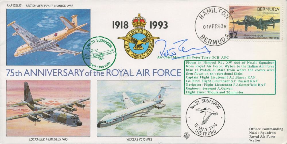Lot 687: Air Chief Marshal Sir Peter Terry Signed 75th...