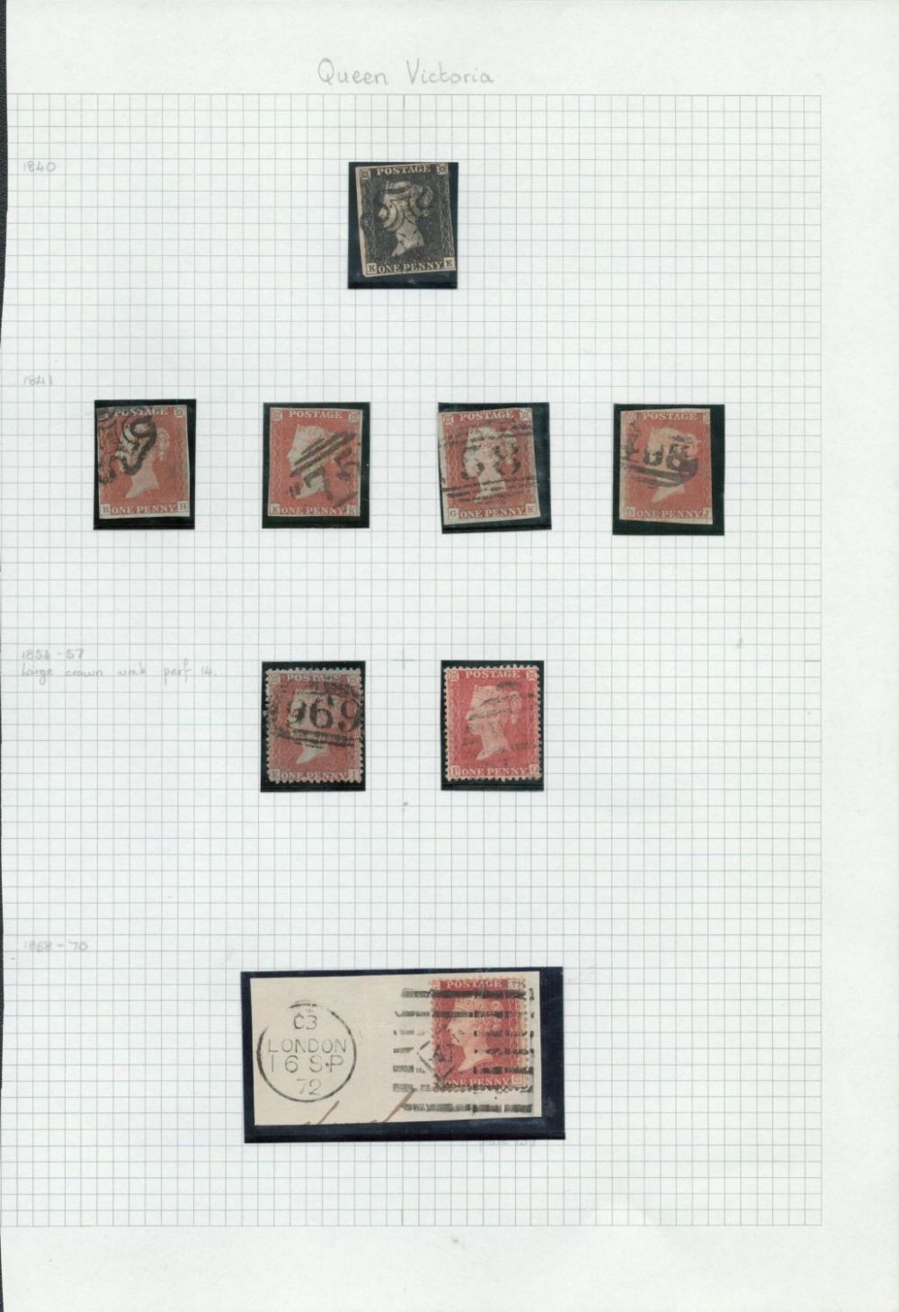 Lot 706: QV stamp collection on loose album page. 8...