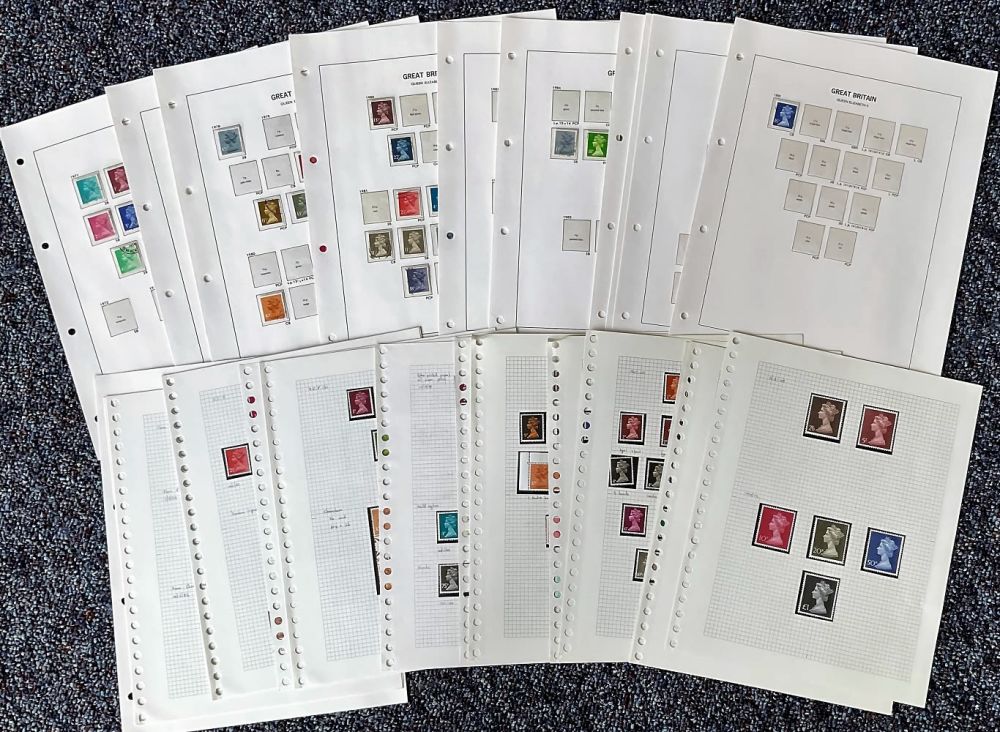 Lot 715: 25 loose album pages containing GB definitive. Lot...