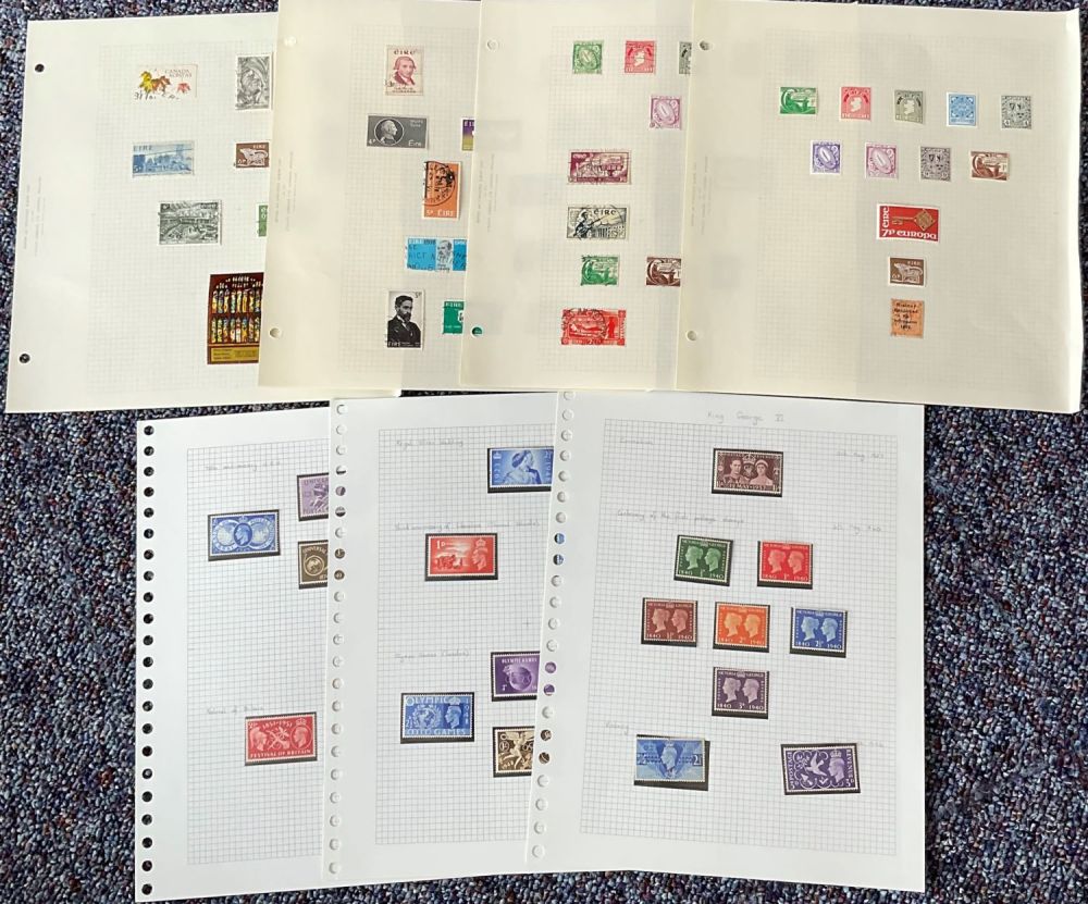 Lot 728: GB stamp collection. Contains 3 pages GVI, 4...