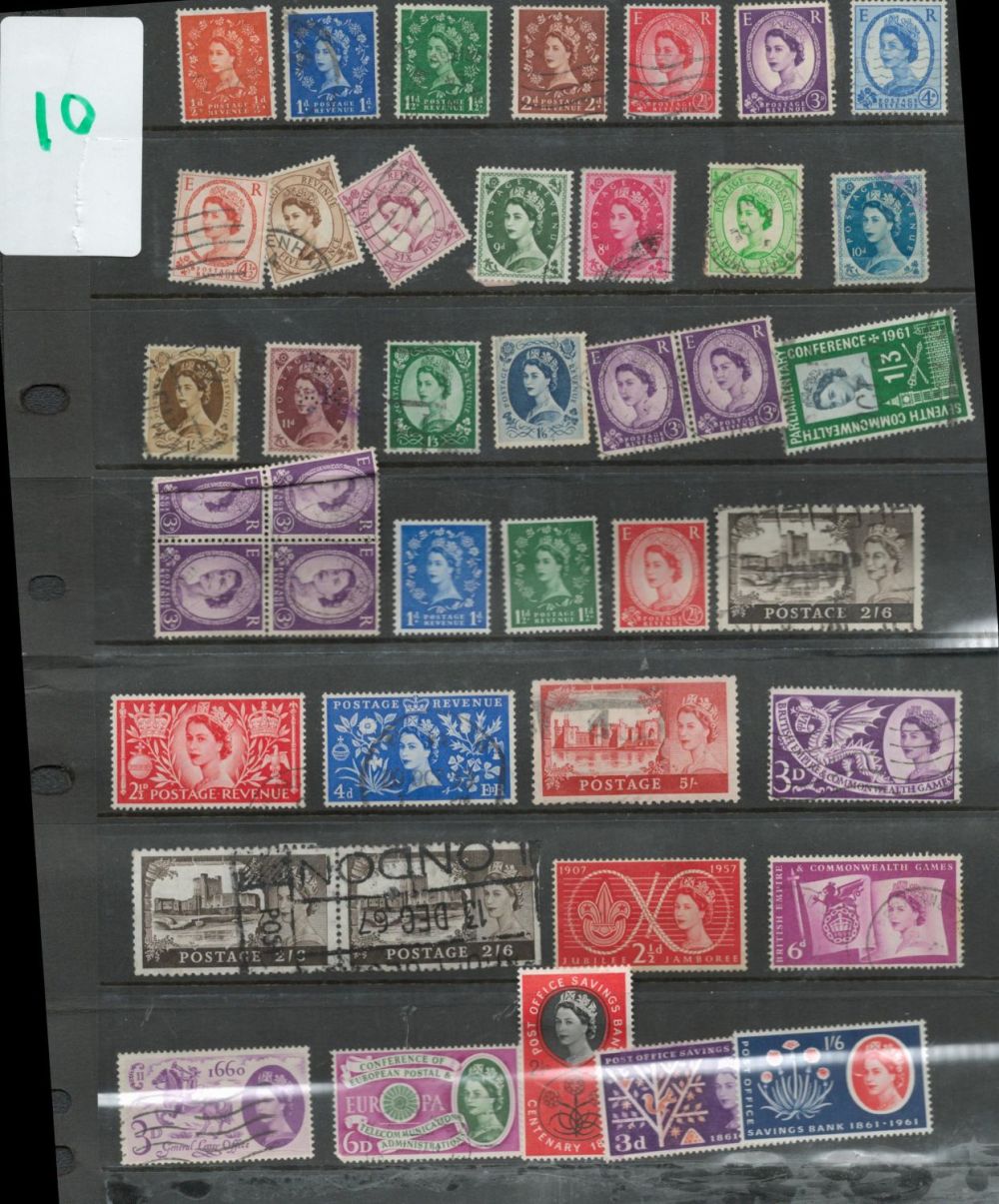 Lot 742: QEII stamps on loose page. 78 stamps. Ranging...