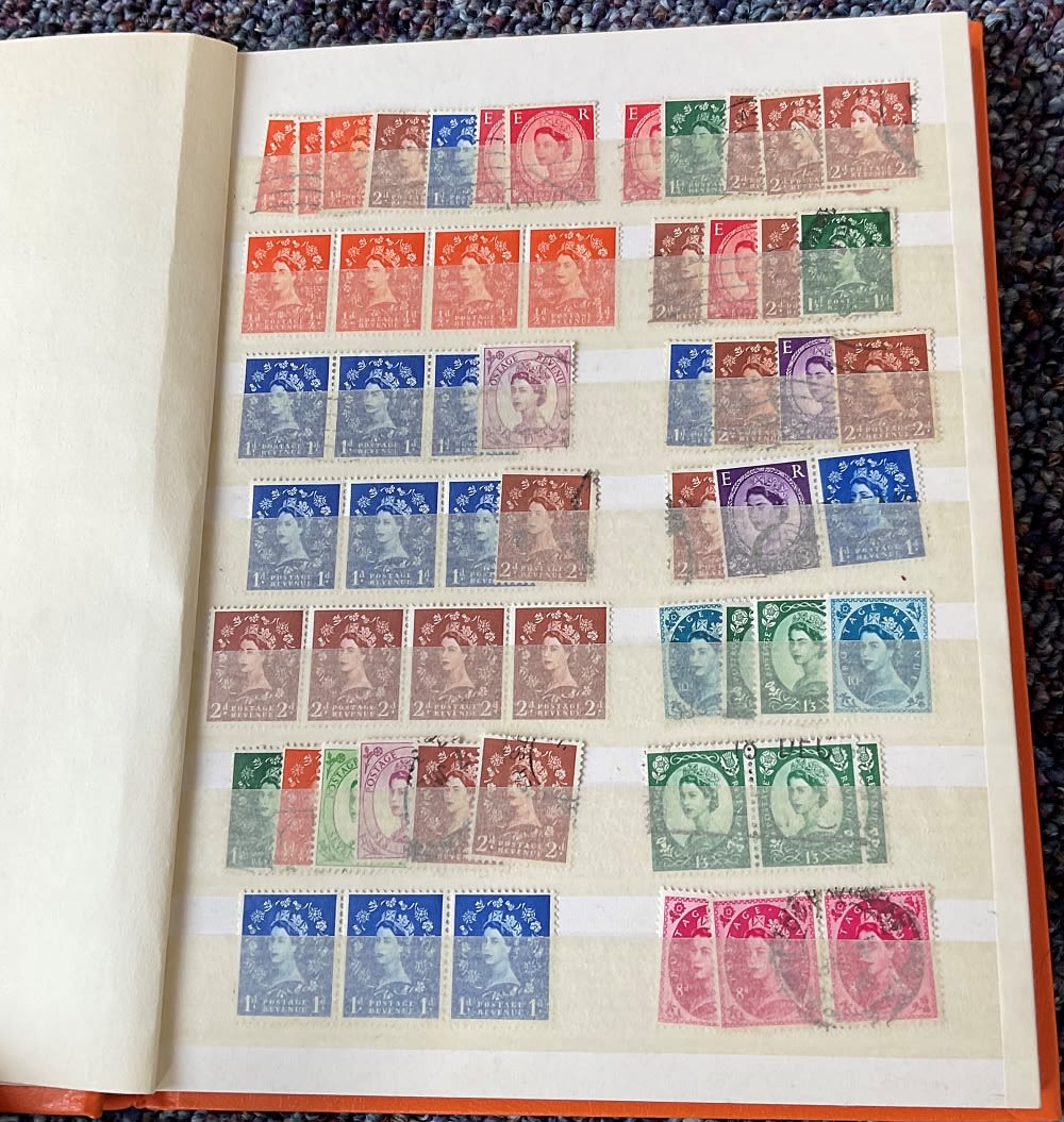 Lot 756: GB stamp collection in A5 orange SG stockbook....