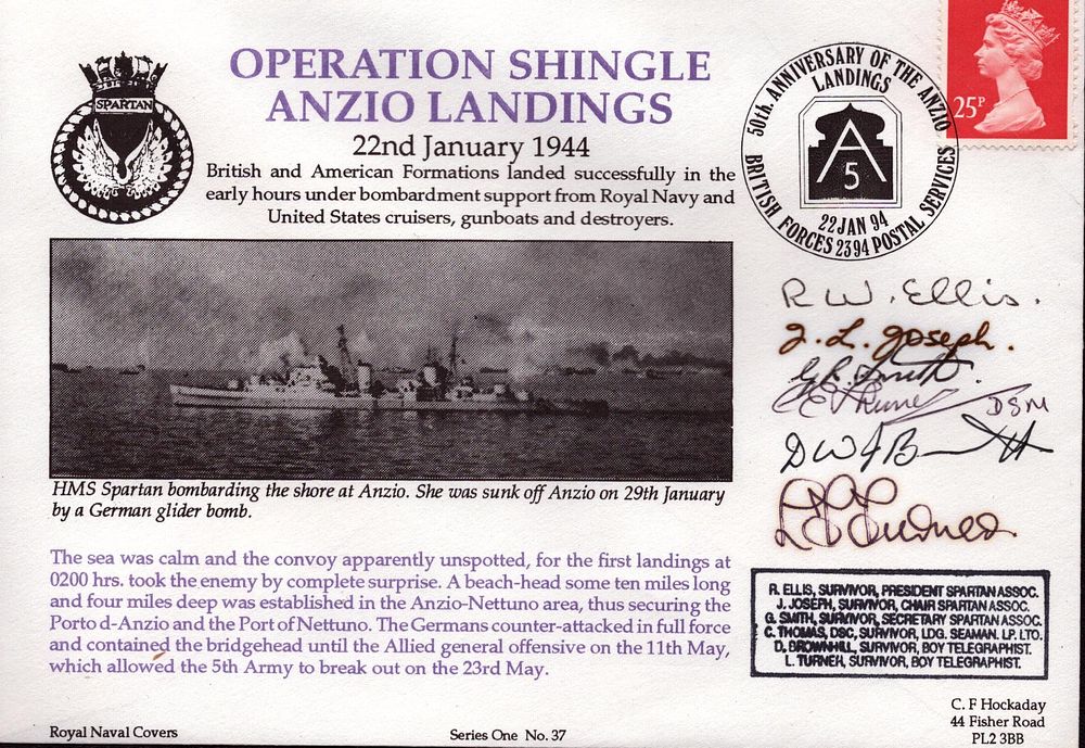 Lot 151: Operation Shingle Anzio Land is Navy cover signed...