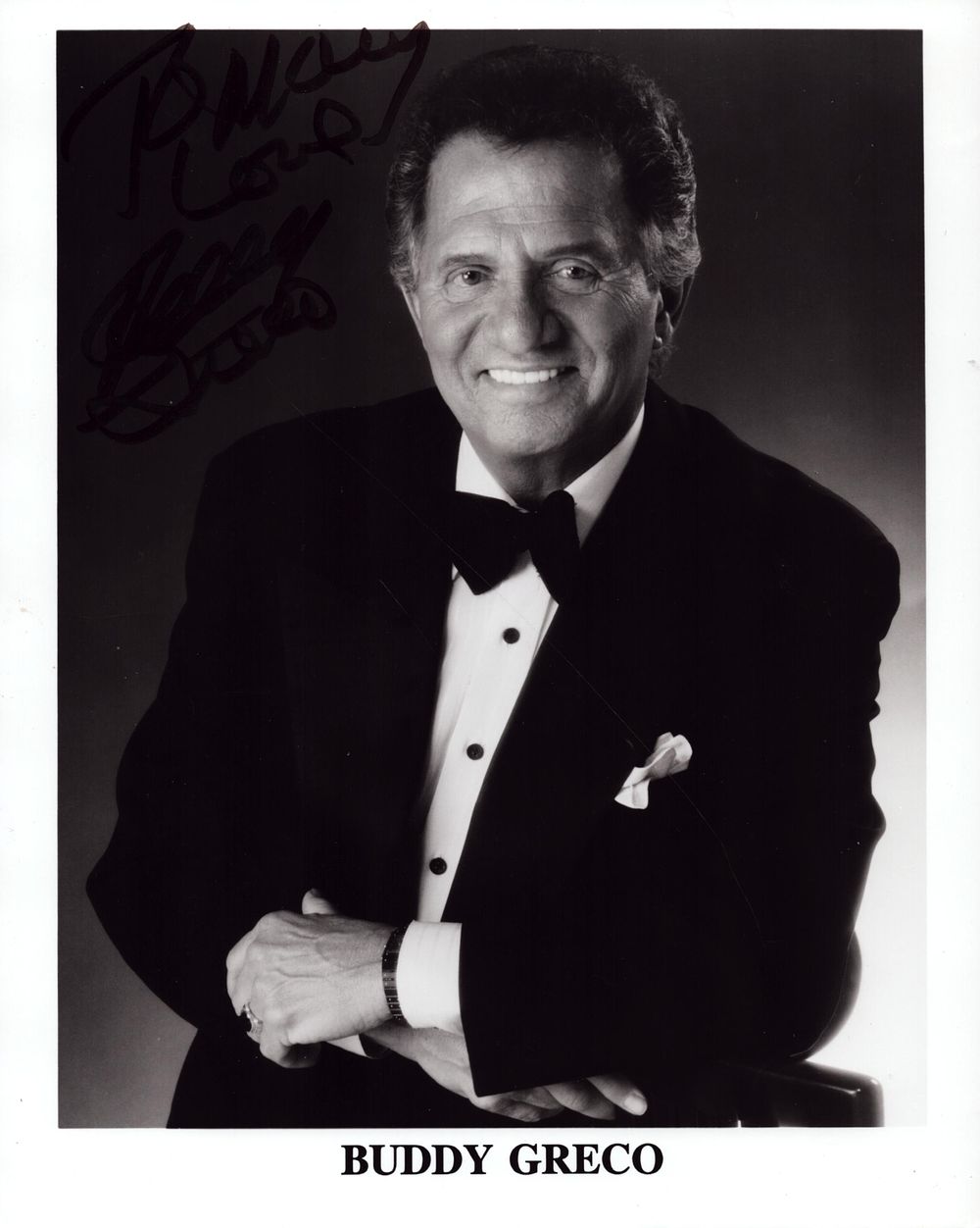 Lot 210: Buddy Greco Signed 10X8 Black and White Photo...