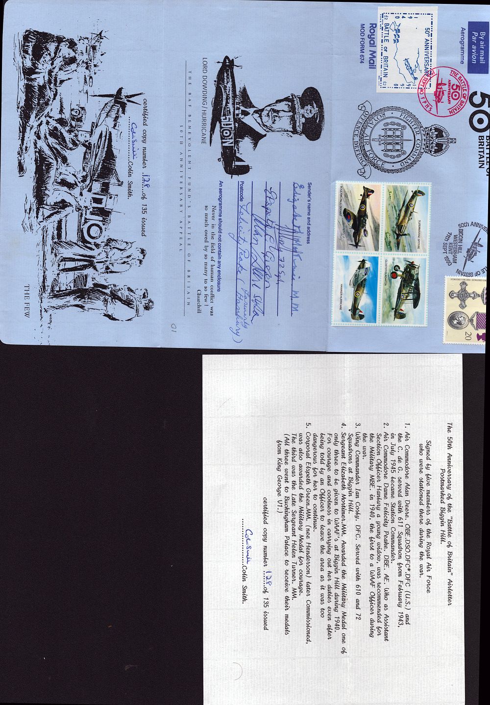Lot 246: Multi signed Battle of Brittain Air letter Postmarked...
