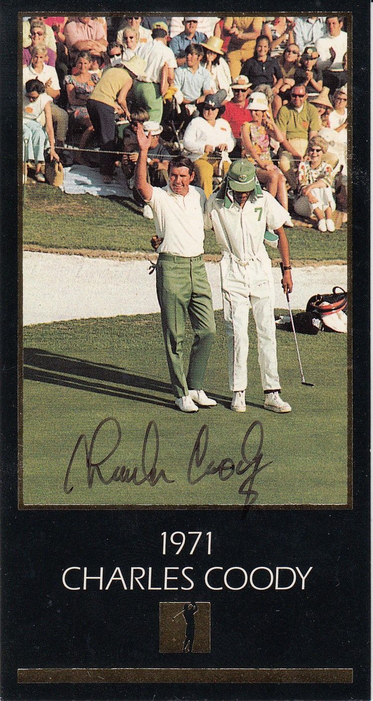 Lot 555: Autographed CHARLES COODY Masters Card : A superbly...