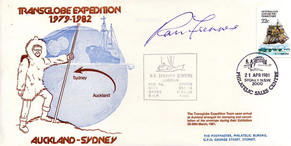 Lot 596: First day cover commemorates the Transglobe Expedition. The...