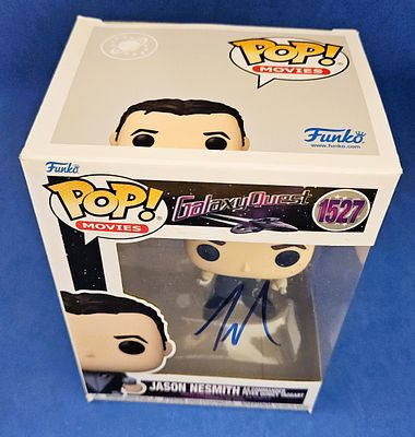 Tim Allen signed Jason Nesmith Galaxy Quest Funko Pop signed on box window
