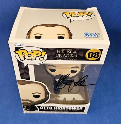 Rhys Ifans signed Otto Hightower House of the Dragon funko Pop signed on box window