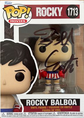 Bill Conti signed rocky funko pop signed on box window.