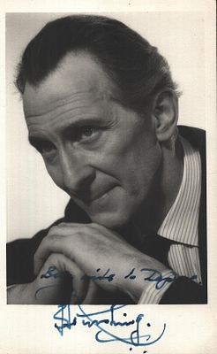Peter Cushing signed 6x4inch black and white photo. Dedicated.