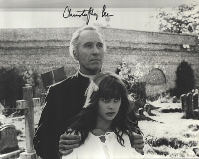 Christopher Lee signed 10x8inch black and white photo.
