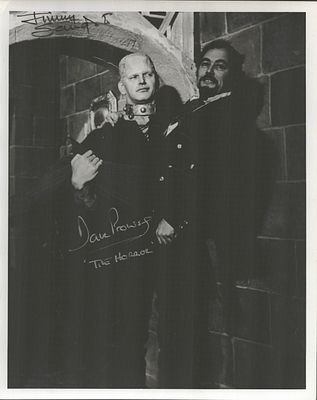Dave Prowse and Jimmy Sangster signed 10x8inch black and white photo