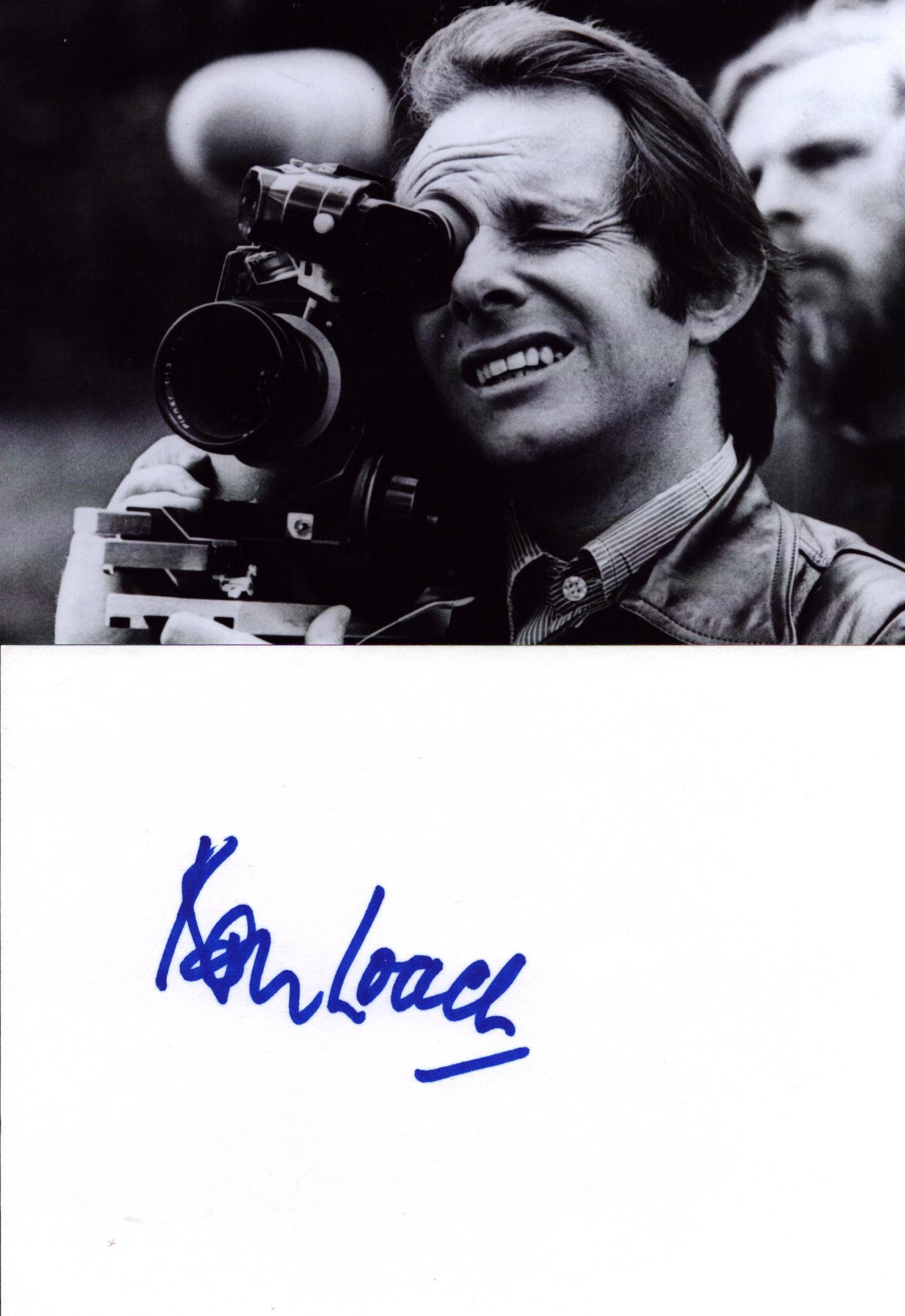KEN LOACH Film Director signed card with BAFTA Photo