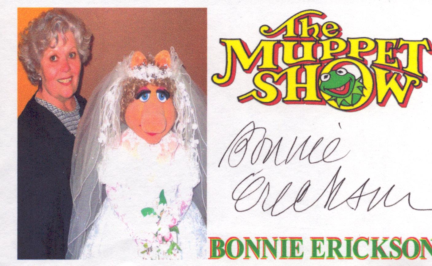 BONNIE ERICKSON Voice of Miss Piggy signed Muppet Show card
