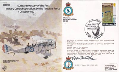 1st Military Operations 1 Oct 1922 by RAF Cover Signed F M F West VC WW1 Pilot. . Good 