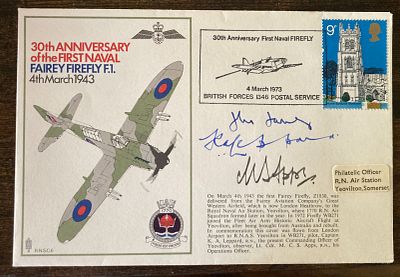 Rare Navy cover Signed by the Firefly Pilot Capt K A Leppard RN the present Commanding Officer 