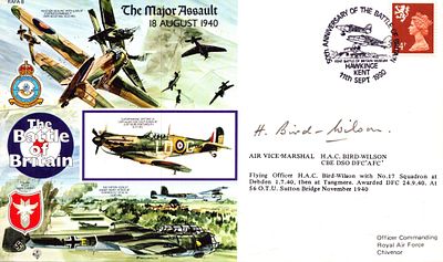 WW2 Battle of Britain AVM H.A.C Bird Wilson CBE, DFC , AFC signed The Major Assault 18 August 