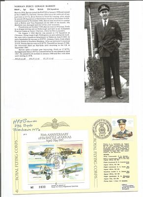 WW2 RARE Battle of Britain Norman Barron 236 sqn signed RAF Flown cover JSF5 70th ann Battle of 