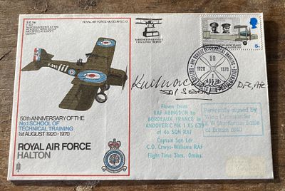 Rare BOB ace Ken MacKenzie signed RAF Halton cover No 2 of 5 issued. RAF Museum SC13 50th ann 