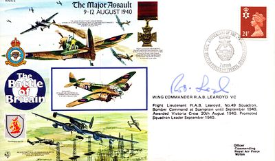 WW2 Battle of Britain Wg Cdr R.A.B Learoyd VC signed RAF cover The Major Assault 9-12 August 