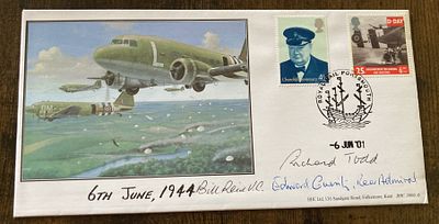WW2 D-day Treble signed BHC FDC Admiral Edward Gueritz Beachmaster, Bill Reid VC flew 617 sqn 