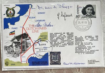 RAF Escaping Society Dutch-Paris Line First Day Cover Signed By 4 Veteran Resistance 