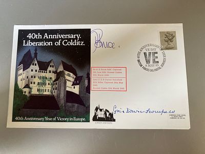WW2 Colditz POWs Fl Lt D Bruce RAF and Lt E.G.B Davies Scourfield 60th Rifles signed 40th 