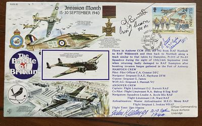 WW2 Rare Battle of Britain pilot R Stretch 235 sqn signed 50th ann RAF cover. Also signed by 