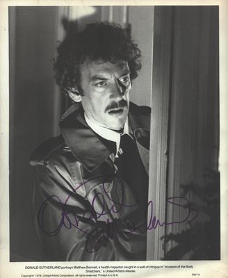 Donald Sutherland signed 10X8 inch black and white photo