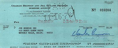 Charles Bronson signed cheque